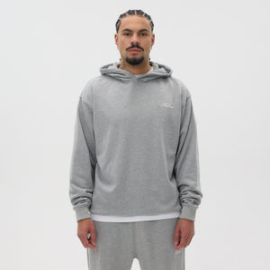 Helme Front Embroidery Signature Oversized Hoodie Grey
