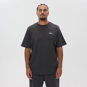 Helme Front Embroidery Signature Tee Charcoal