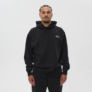 Helme Front Embroidery Signature Oversized Hoodie Black