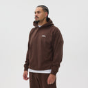 Helme Front Embroidery Signature Oversized Hoodie Coffee