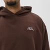 Helme Front Embroidery Signature Oversized Hoodie Coffee