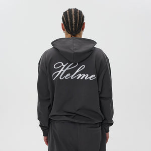 Helme Back Embroidery Signature Oversized Hoodie Charcoal