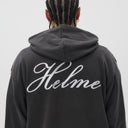 Helme Back Embroidery Signature Oversized Hoodie Charcoal
