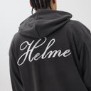 Helme Back Embroidery Signature Oversized Hoodie Charcoal