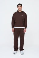 Helme Front Embroidery Signature Oversized Hoodie Coffee