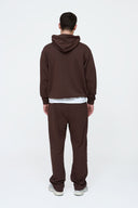 Helme Front Embroidery Signature Oversized Hoodie Coffee