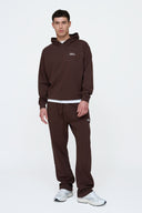 Helme Front Embroidery Signature Oversized Hoodie Coffee