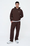 Helme Front Embroidery Signature Oversized Hoodie Coffee