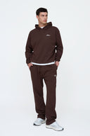 Helme Front Embroidery Signature Oversized Hoodie Coffee