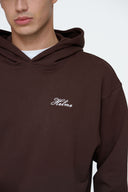 Helme Front Embroidery Signature Oversized Hoodie Coffee