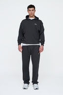 Helme Front Embroidery Signature Oversized Hoodie Charcoal