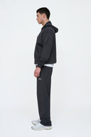 Helme Front Embroidery Signature Oversized Hoodie Charcoal
