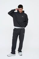 Helme Front Embroidery Signature Oversized Hoodie Charcoal