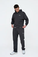 Helme Front Embroidery Signature Oversized Hoodie Charcoal