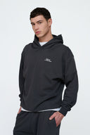 Helme Front Embroidery Signature Oversized Hoodie Charcoal