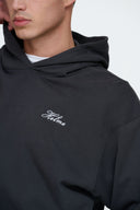 Helme Front Embroidery Signature Oversized Hoodie Charcoal