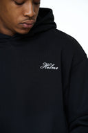 Helme Front Embroidery Signature Oversized Hoodie Black