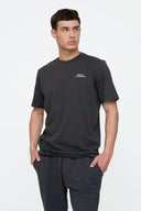 Helme Front Embroidery Signature Tee Charcoal