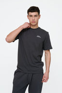 Helme Front Embroidery Signature Tee Charcoal