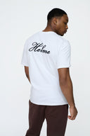Helme Back Embroidery Signature Tee White