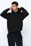 Helme Back Embroidery Signature Oversized Hoodie Black