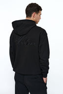 Helme Back Embroidery Signature Oversized Hoodie Black