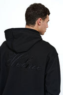 Helme Back Embroidery Signature Oversized Hoodie Black