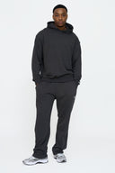 Helme Back Embroidery Signature Oversized Hoodie Charcoal