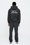 Helme Back Embroidery Signature Oversized Hoodie Charcoal