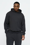 Helme Back Embroidery Signature Oversized Hoodie Charcoal