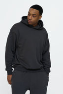 Helme Back Embroidery Signature Oversized Hoodie Charcoal