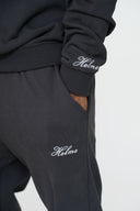 Helme Back Embroidery Signature Oversized Hoodie Charcoal