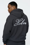 Helme Back Embroidery Signature Oversized Hoodie Charcoal